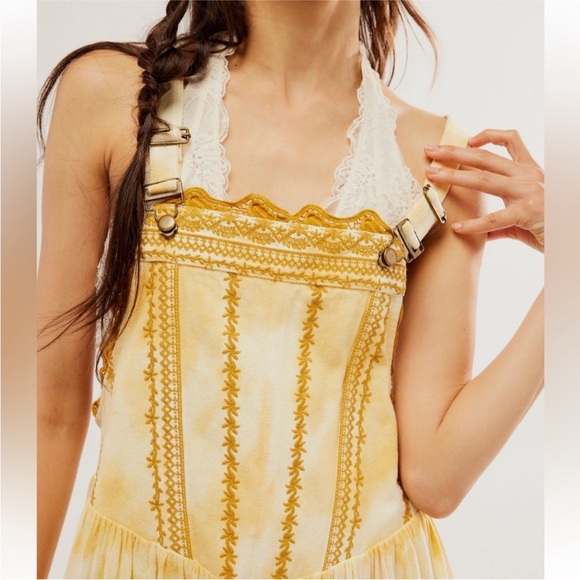 NWT Free People Bali Devon Skirtall - Italian straw / gold - S - Picture 3 of 10